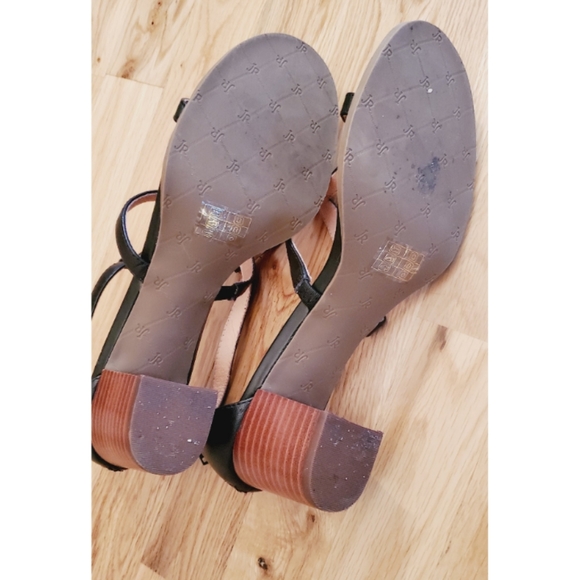 Jack Rogers Black Julie Block Heel Leather Sandals Size 11 - Picture 4 of 10